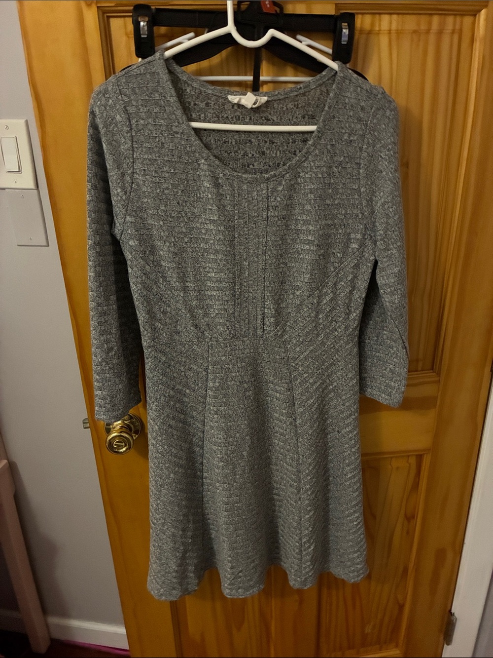 Cloud Chaser Gray Scoop Neck Knit Dress
